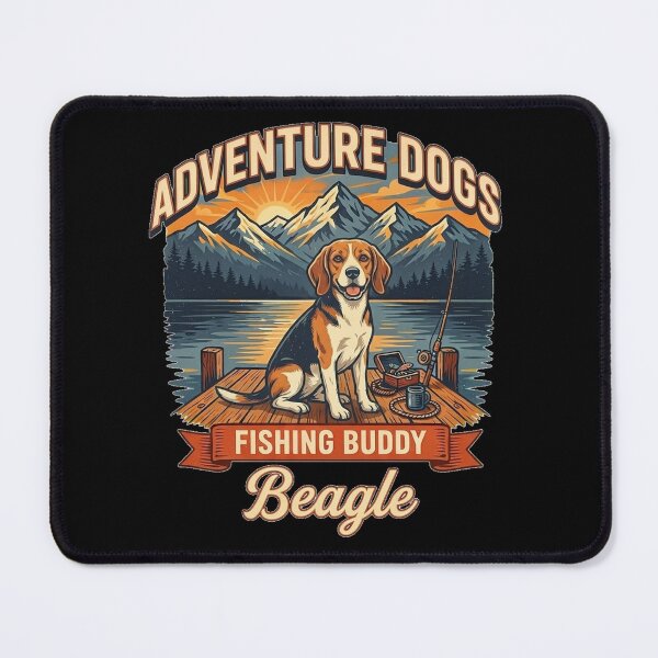 Item preview, Adventure Dogs – Fishing Buddy | Beagle Vintage Fishing designed and sold by No Excuses Supply.