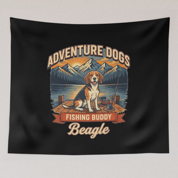 Item preview, Adventure Dogs – Fishing Buddy | Beagle Vintage Fishing designed and sold by No Excuses Supply.
