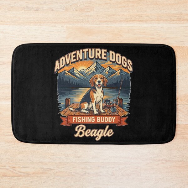 Item preview, Adventure Dogs – Fishing Buddy | Beagle Vintage Fishing designed and sold by No Excuses Supply.