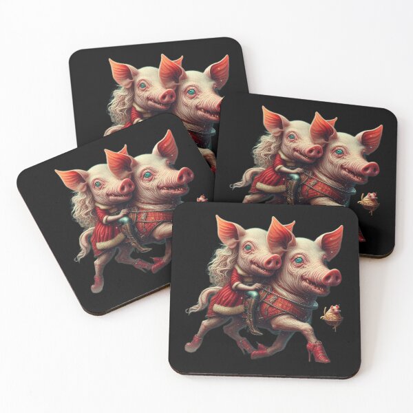 Item preview, Surreal Gothic Christmas Pig Riding Creature in Red Boots designed and sold by LujziWorld.