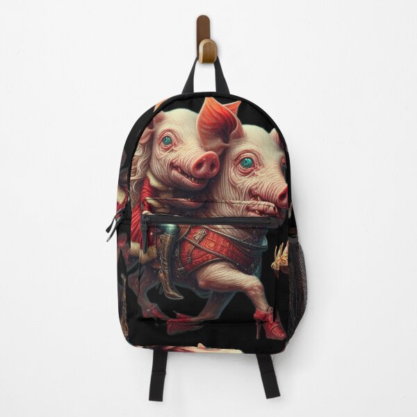 Item preview, Surreal Gothic Christmas Pig Riding Creature in Red Boots designed and sold by LujziWorld.