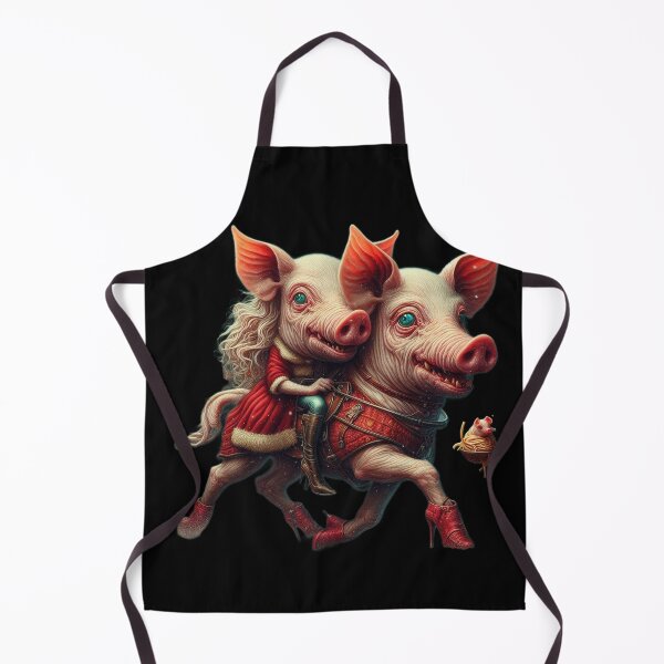 Item preview, Surreal Gothic Christmas Pig Riding Creature in Red Boots designed and sold by LujziWorld.