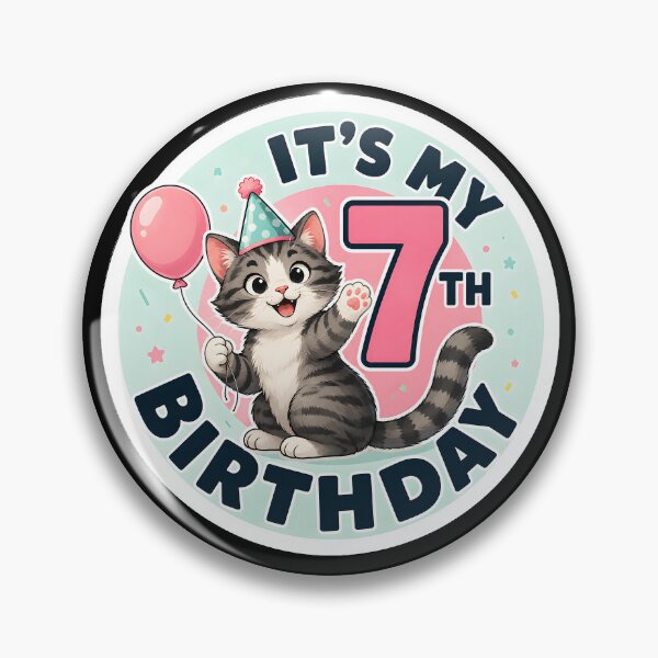 Item preview, Cute Cat 7th Birthday Party Outfit Kids 7 Years Old designed and sold by DrawHandArt.