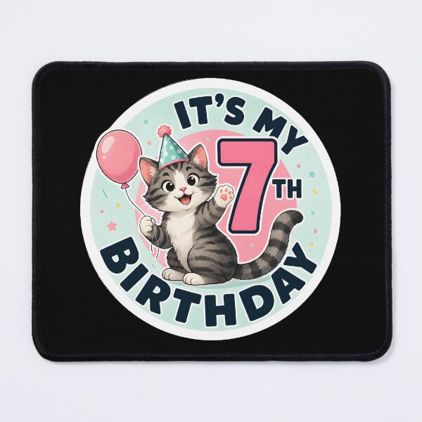 Item preview, Cute Cat 7th Birthday Party Outfit Kids 7 Years Old designed and sold by DrawHandArt.