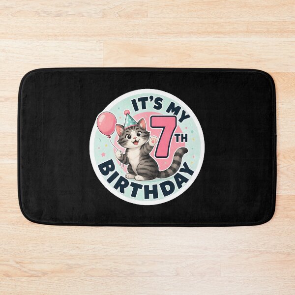 Item preview, Cute Cat 7th Birthday Party Outfit Kids 7 Years Old designed and sold by DrawHandArt.