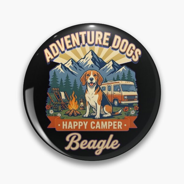 Item preview, Adventure Dogs – Happy Camper | Beagle Vintage Camping designed and sold by No Excuses Supply.