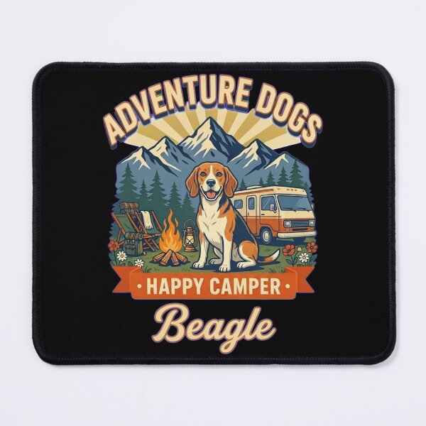 Item preview, Adventure Dogs – Happy Camper | Beagle Vintage Camping designed and sold by No Excuses Supply.