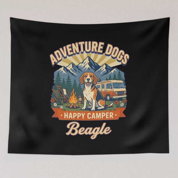 Item preview, Adventure Dogs – Happy Camper | Beagle Vintage Camping designed and sold by No Excuses Supply.