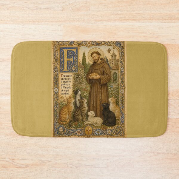 Item preview, Saint Francis of Assisi Patron Saint of Animals Medieval Illuminated Cats designed and sold by Natalia-Vlad.