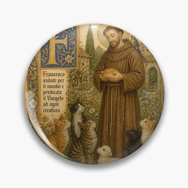 Item preview, Saint Francis of Assisi Patron Saint of Animals Medieval Illuminated Cats designed and sold by Natalia-Vlad.