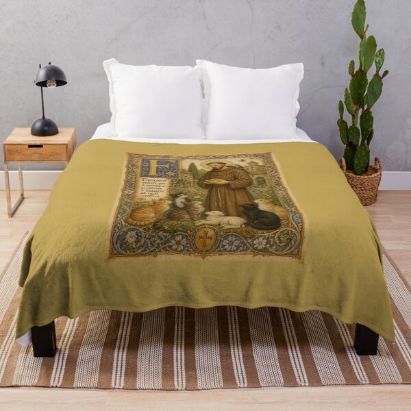Item preview, Saint Francis of Assisi Patron Saint of Animals Medieval Illuminated Cats designed and sold by Natalia-Vlad.