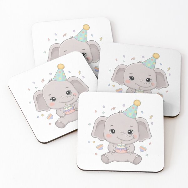 Item preview, A Cheerful Baby Elephant - Pastel Soft Grey, Birthday Gift designed and sold by DigitfanStudio.
