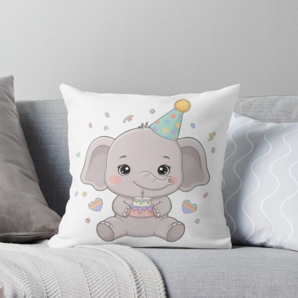 Item preview, A Cheerful Baby Elephant - Pastel Soft Grey, Birthday Gift designed and sold by DigitfanStudio.