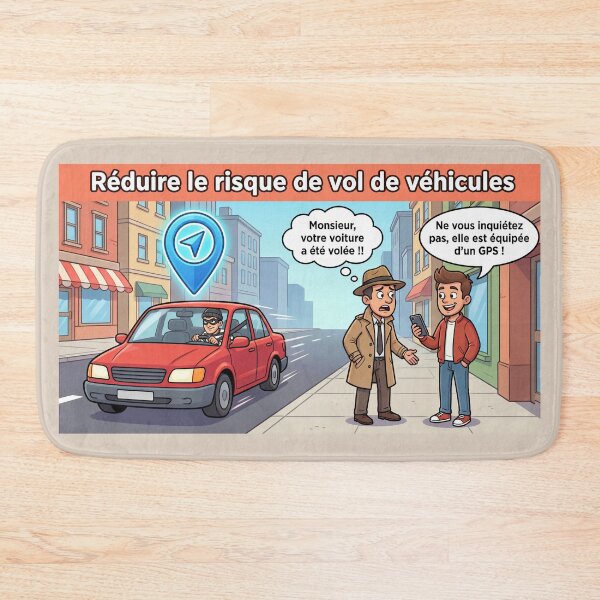Item preview, Reducing the risk of vehicle theft – Humorous cartoon about GPS geolocation and car anti-theft devices 7 designed and sold by WordPlayStudio.