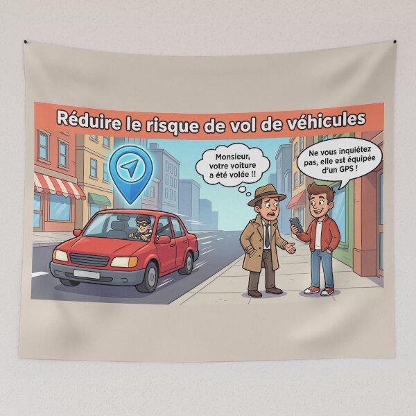 Item preview, Reducing the risk of vehicle theft – Humorous cartoon about GPS geolocation and car anti-theft devices 7 designed and sold by WordPlayStudio.