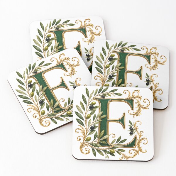 Item preview, Elegant Letter E Monogram with Olive Branches & Gold Botanical Design | Luxury Green Floral Initial designed and sold by MoodLay.