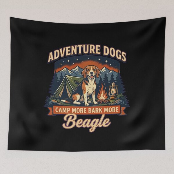 Item preview, Adventure Dogs – Camp More Bark More | Beagle Vintage Camping designed and sold by No Excuses Supply.
