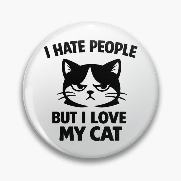 Item preview, I hate people but I love my cat – Funny minimalist black and white cat designed and sold by SociallyDeadClub.