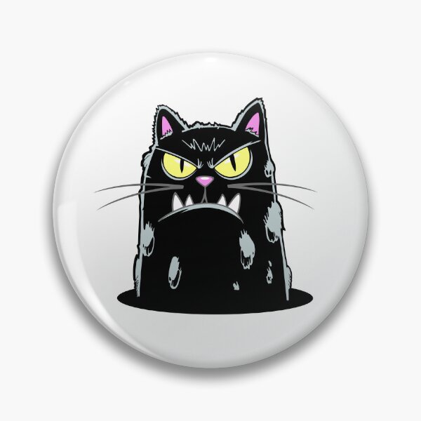 Item preview, Black fierce cat peeking out of hole designed and sold by QuanntixArt.
