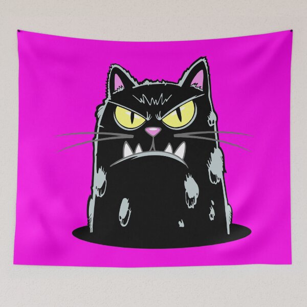 Item preview, Black fierce cat peeking out of hole designed and sold by QuanntixArt.