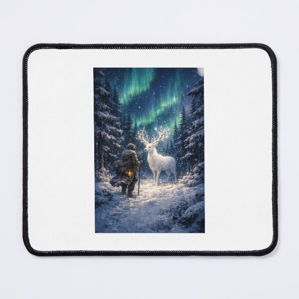 Item preview, The Deer Beneath the Northern Lights Winter Fantasy Art designed and sold by TaiwoDesigns.