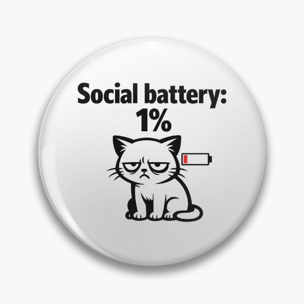 Item preview, 1% Social Battery – Funny Minimalist Black and White Antisocial Cat designed and sold by SociallyDeadClub.