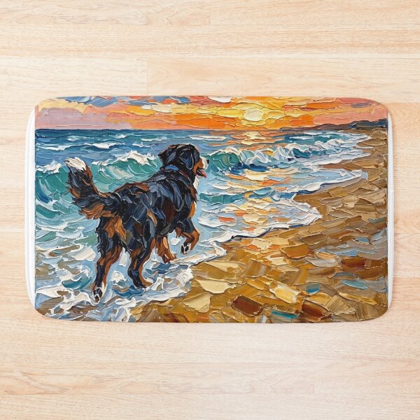 Item preview, Beach Days - Frolicking Bernese Mountain Dog designed and sold by AjaTrier.