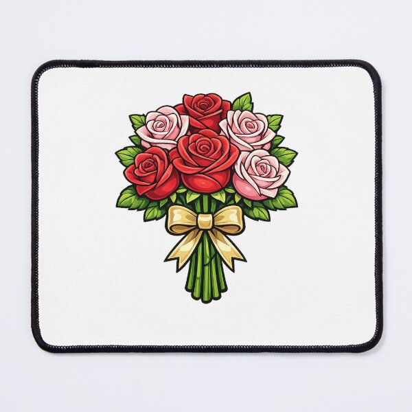 Item preview, Bouquet of Red Roses and Roses with Gold Bow - Romantic Flowers - Elegant Illustration designed and sold by CLC54.