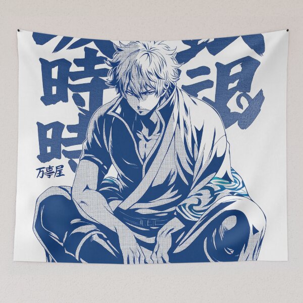 Item preview, Gintoki Halftone Blue designed and sold by AnimeArsenalPrints.