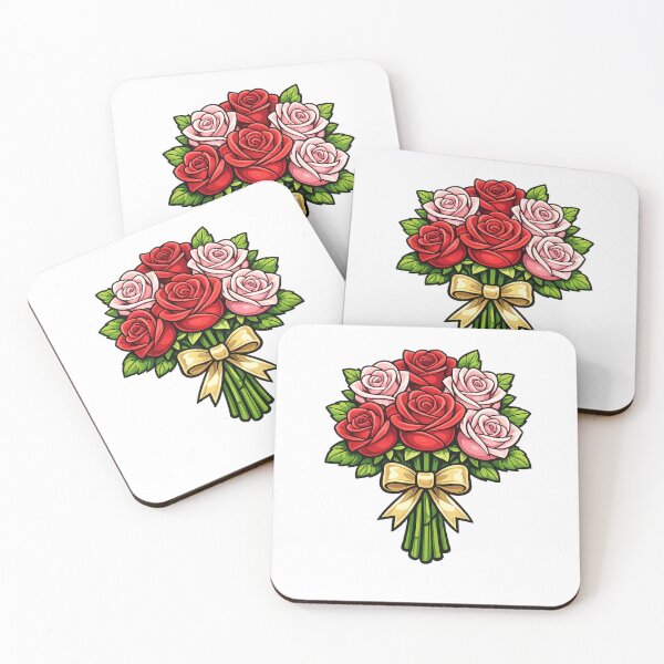 Item preview, Bouquet of Red Roses and Roses with Gold Bow - Romantic Flowers - Elegant Illustration designed and sold by CLC54.