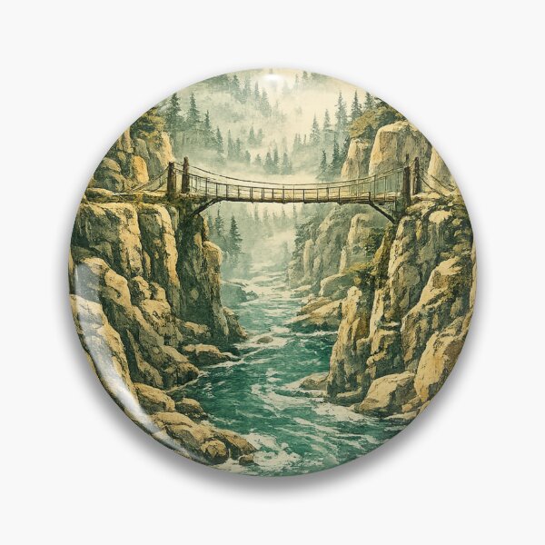 Item preview, Mountain Gorge Bridge: Dramatic Canyon Landscape With Rushing River Art designed and sold by irfanshikh.