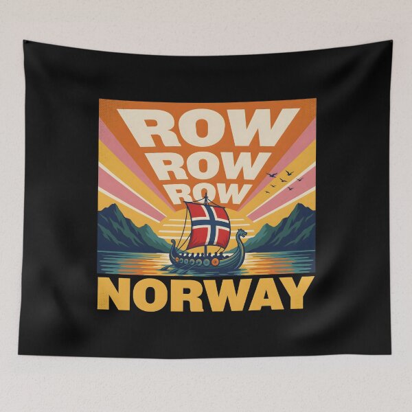 Artikelvorschau, Row Row Row Norwegen Retro-Norwegische Flagge für Wikinger-Liebhaber entworfen und verkauft von Redgiant87x.