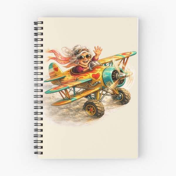 Item preview, Cool Granny Flying Her Vintage Biplane — Fun Little Old Lady Cartoon designed and sold by kornkobart.