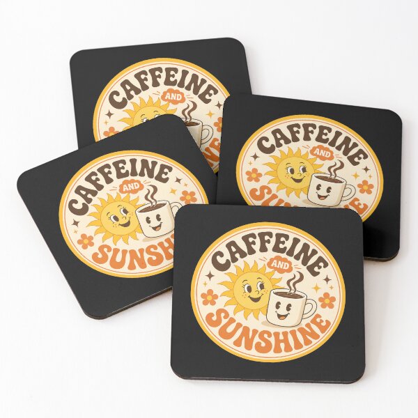 Item preview, Caffeine and Sunshine Happy Coffee Badge  designed and sold by Sketchlegacy.