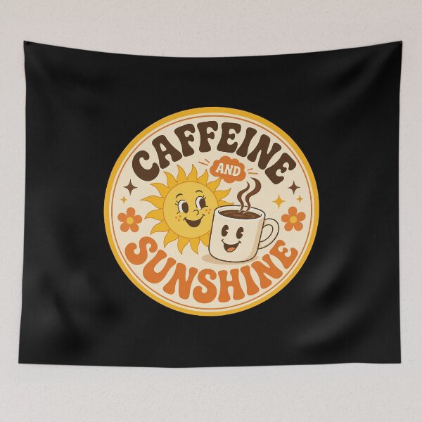 Item preview, Caffeine and Sunshine Happy Coffee Badge  designed and sold by Sketchlegacy.