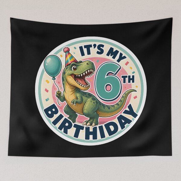 Item preview, Cute Dinosaur 6th Birthday Party Outfit Kids 6 Years Old designed and sold by DrawHandArt.