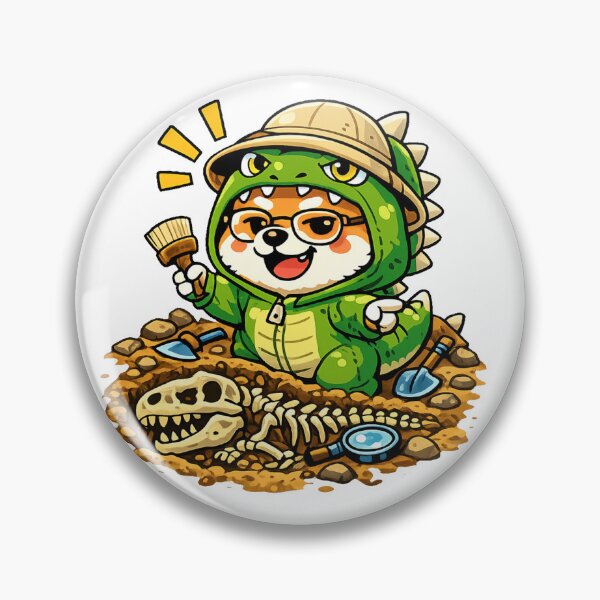 Item preview, Dinosaur Explorer Shiba Inu Sticker – Funny Kawaii Japanese Dog Fossil Hunter designed and sold by kawaii animal store (in Japan).