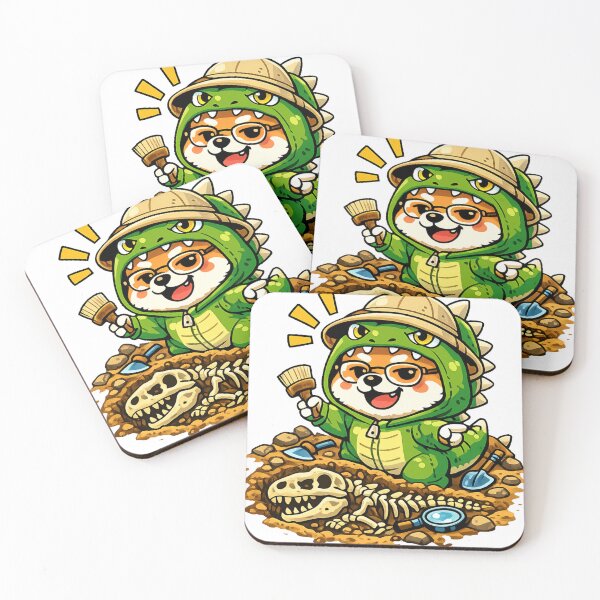 Item preview, Dinosaur Explorer Shiba Inu Sticker – Funny Kawaii Japanese Dog Fossil Hunter designed and sold by kawaii animal store (in Japan).