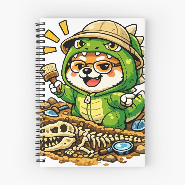 Item preview, Dinosaur Explorer Shiba Inu Sticker – Funny Kawaii Japanese Dog Fossil Hunter designed and sold by kawaii animal store (in Japan).