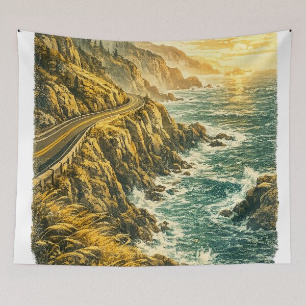 Item preview, Pacific Coast Highway: Dramatic Clifftop Road Ocean Landscape Sunset Drive designed and sold by irfanshikh.