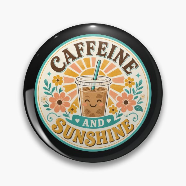 Item preview, Iced Caffeine and Sunshine Coffee Badge  designed and sold by Sketchlegacy.