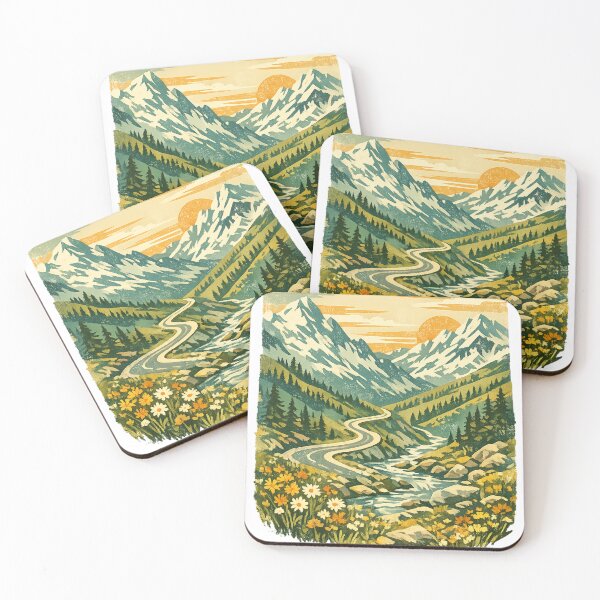 Item preview, Alpine Meadow Wildflowers: Mountain Valley Stream Sunrise Landscape Art designed and sold by irfanshikh.