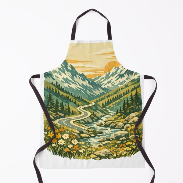 Item preview, Alpine Meadow Wildflowers: Mountain Valley Stream Sunrise Landscape Art designed and sold by irfanshikh.