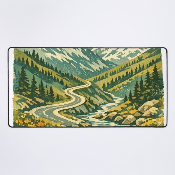 Item preview, Alpine Meadow Wildflowers: Mountain Valley Stream Sunrise Landscape Art designed and sold by irfanshikh.