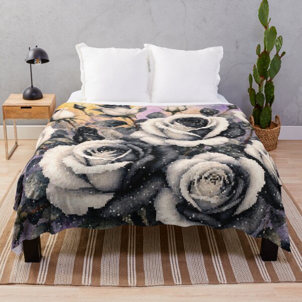 Item preview, Black and White Roses Geometric Watercolor Style designed and sold by A-C-G.