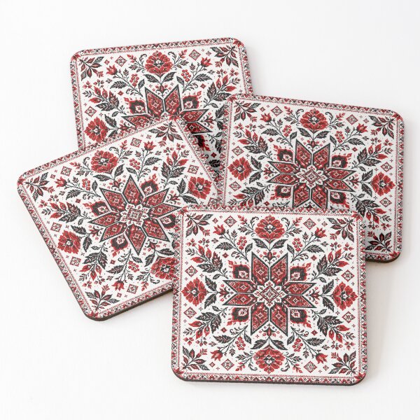 Item preview, Intricate Ukrainian Folk Floral Embroidery - Red and Black Vyshyvanka Art designed and sold by BrainCurves.