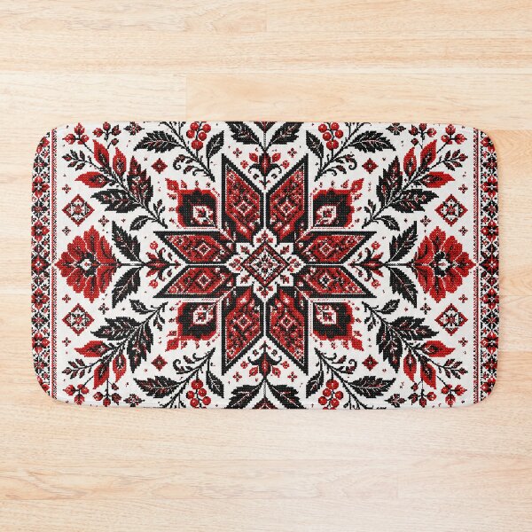 Item preview, Intricate Ukrainian Folk Floral Embroidery - Red and Black Vyshyvanka Art designed and sold by BrainCurves.