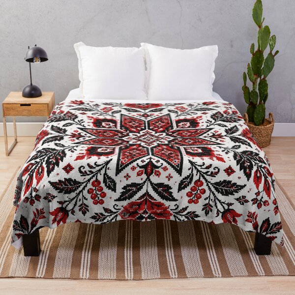 Item preview, Intricate Ukrainian Folk Floral Embroidery - Red and Black Vyshyvanka Art designed and sold by BrainCurves.