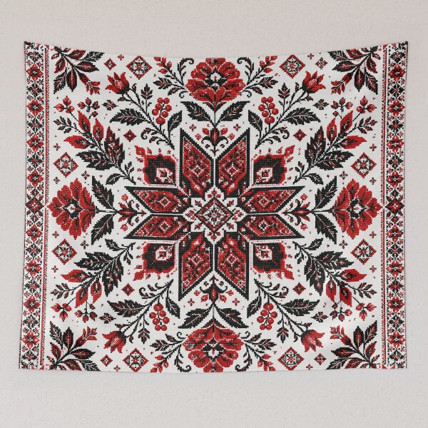 Item preview, Intricate Ukrainian Folk Floral Embroidery - Red and Black Vyshyvanka Art designed and sold by BrainCurves.