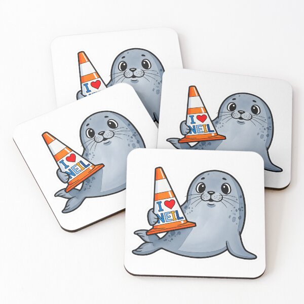 Item preview, Neil the Seal Holding Favorite Traffic Cone designed and sold by duduartwork.